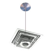 Lustre Pendente para Sala - Quadrado Preto - Vidro
