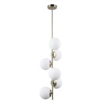 Lustre Pendente Petit Poa Dourado e Branco 118x31cm Bella Lustre Pendente Petit Poa Dourado e Branco 118x31cm Bella