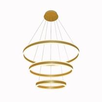 Lustre Pendente Φ40Φ60Φ80CM 226W 3000K 22600LM Bivolt Metal Escovado Dourado+Acrilico Cabo: 4MT