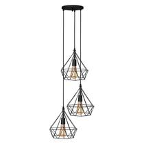 Lustre Pendente Pirâmide Triplo - Preto