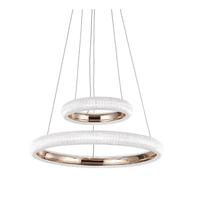 Lustre Pendente Prata Cristal Acrílico Led 38w 3000k Halo Bivolt