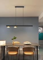 Lustre Pendente Preto 102Cm Aluminio Branco Quente 30W