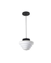 Lustre Pendente Preto Escada Colmeia Retro Vidro Branco 151