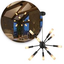 Lustre Pendente Preto Grande Moderno Teto 8 Lampadas Lustre Pendente Preto Grande Moderno Teto 8 Lampadas