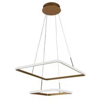 Lustre Pendente Quadrado 02 Arcos LED 3000K Dourado Domum