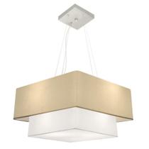 Lustre Pendente Quadrado Bege e Branco MJ-4345 Para Mesa de Jantar e Estar