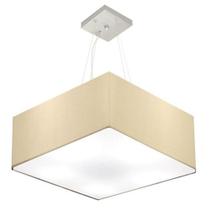 Lustre Pendente Quadrado Bege MJ-4006 Para Mesa de Jantar e Estar