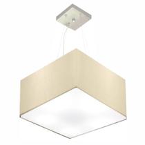 Lustre Pendente Quadrado Bege MJ-4195 Para Mesa de Jantar e Estar