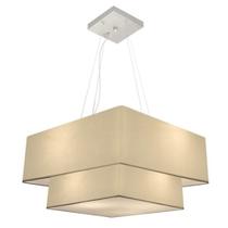 Lustre Pendente Quadrado Bege MJ-4344 Para Mesa de Jantar e Estar