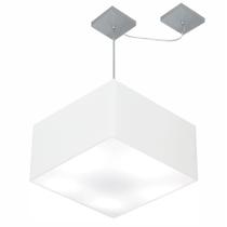 Lustre Pendente Quadrado Com Desvio de Centro Vivare Md-4271 Cúpula em Tecido 40x40cm - Bivolt