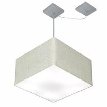 Lustre Pendente Quadrado Com Desvio de Centro Vivare Md-4271 Cúpula em Tecido 40x40cm - Bivolt