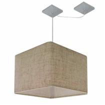 Lustre Pendente Quadrado Com Desvio Rustico Bege MJ-4269 Para Mesa de Jantar e Estar