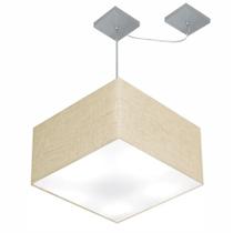 Lustre Pendente Quadrado Com Desvio Rustico Bege MJ-4271 Para Mesa de Jantar e Estar