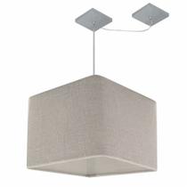 Lustre Pendente Quadrado Com Desvio Rustico Cinza MJ-4268 Para Mesa de Jantar e Estar