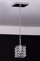 Lustre Pendente Quadrado Cromado Cristal Transparente 449