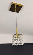 Lustre Pendente Quadrado Dourado Cristal Transparente 449