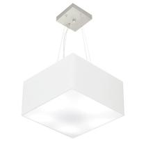 Lustre Pendente Quadrado Md-4005 Cúpula em Tecido 21/35x35cm Branco - Bivolt