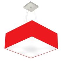 Lustre Pendente Quadrado Md-4006 Cúpula em Tecido 21/50x50cm Vermelho - Bivolt