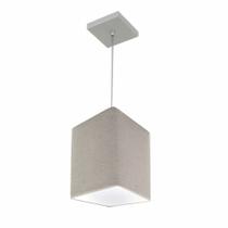 Lustre Pendente Quadrado Md-4007 Cúpula em Tecido 25/16x16cm Rustico Cinza - Bivolt