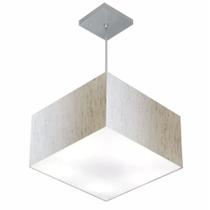 Lustre Pendente Quadrado Md-4020 Cúpula em Tecido 21/35x35cm Linho Bege - Bivolt