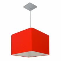 Lustre Pendente Quadrado Md-4059 Cúpula em Tecido 21/35x35cm Vermelho - Bivolt