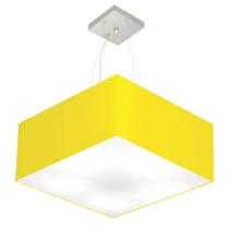 Lustre Pendente Quadrado Md-4065 Cúpula em Tecido 30/70x70cm Amarelo - Bivolt