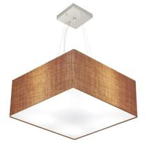 Lustre Pendente Quadrado Md-4065 Cúpula em Tecido 30/70x70cm Palha - Bivolt