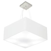 Lustre Pendente Quadrado Md-4071 Cúpula em Tecido 30/70x70cm Branco - Bivolt