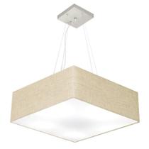 Lustre Pendente Quadrado Md-4137 Cúpula em Tecido 15/70x70cm Rustico Bege - Bivolt
