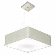 Lustre Pendente Quadrado Md-4137 Cúpula em Tecido 15/70x70cm Rustico Cinza - Bivolt