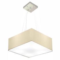 Lustre Pendente Quadrado Md-4194 Cúpula em Tecido 12/40x40cm Algodão Crú - Bivolt Lustre Pendente Quadrado Md-4194 Cúpula em Tecido 12/40x40cm Algodão Crú - Bivolt