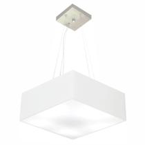 Lustre Pendente Quadrado Md-4194 Cúpula em Tecido 12/40x40cm Branco - Bivolt