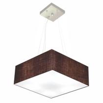 Lustre Pendente Quadrado Md-4194 Cúpula em Tecido 12/40x40cm Café - Bivolt