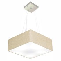 Lustre Pendente Quadrado Md-4194 Cúpula em Tecido 12/40x40cm Rustico Bege - Bivolt Lustre Pendente Quadrado Md-4194 Cúpula em Tecido 12/40x40cm Rustico Bege - Bivolt