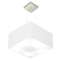 Lustre Pendente Quadrado Md-4195 Cúpula em Tecido 25/40x40cm Branco - Bivolt