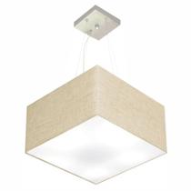 Lustre Pendente Quadrado Md-4195 Cúpula em Tecido 25/40x40cm Rustico Bege - Bivolt Lustre Pendente Quadrado Md-4195 Cúpula em Tecido 25/40x40cm Rustico Bege - Bivolt