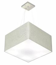 Lustre Pendente Quadrado Md-4199 Cúpula em Tecido 30/60x60cm Rustico Cinza - Bivolt