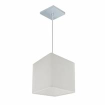 Lustre Pendente Quadrado Md-4223 Cúpula em Tecido 15/13x13cm Branco - Bivolt