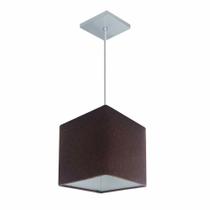 Lustre Pendente Quadrado Md-4224 Cúpula em Tecido 16/16x16cm Café - Bivolt Lustre Pendente Quadrado Md-4224 Cúpula em Tecido 16/16x16cm Café - Bivolt