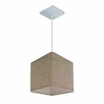 Lustre Pendente Quadrado Md-4224 Cúpula em Tecido 16/16x16cm Rustico Bege - Bivolt