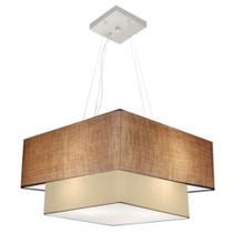 Lustre Pendente Quadrado Palha e Bege MJ-4066 Para Mesa de Jantar e Estar Lustre Pendente Quadrado Palha e Bege MJ-4066 Para Mesa de Jantar e Estar