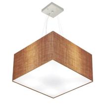 Lustre Pendente Quadrado Palha MJ-4075 Para Mesa de Jantar e Estar