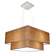 Lustre Pendente Quadrado Palha MJ-4345 Para Mesa de Jantar e Estar