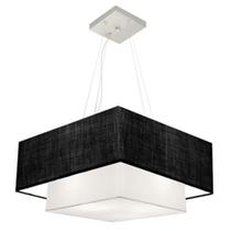 Lustre Pendente Quadrado Preto e Branco MJ-4083 Para Mesa de Jantar e Estar