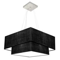 Lustre Pendente Quadrado Preto MJ-4066 Para Mesa de Jantar e Estar