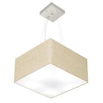 Lustre Pendente Quadrado Rustico Bege MJ-4005 Para Mesa de Jantar e Estar