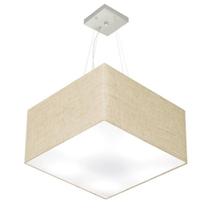 Lustre Pendente Quadrado Rustico Bege MJ-4077 Para Mesa de Jantar e Estar