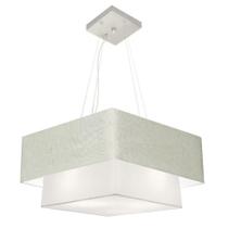 Lustre Pendente Quadrado Rustico Cinza e Branco MJ-4066 Para Mesa de Jantar e Estar