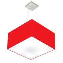 Lustre Pendente Quadrado Vermelho MJ-4075 Para Mesa de Jantar e Estar