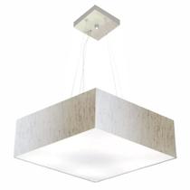 Lustre Pendente Quadrado Vivare Md-4198 Cúpula em Tecido 15/60x60cm - Bivolt